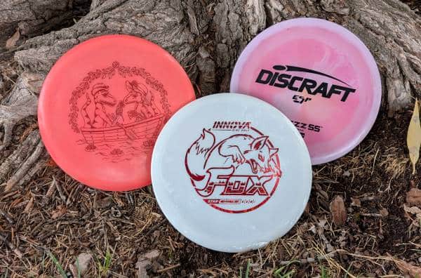 Three understable midrange discs, Fox, Khonsu, Buzzz SS under a tree